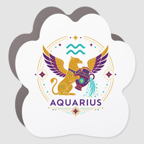 Aquarius Gold Griffin Mystical Urn Art Car Magnet