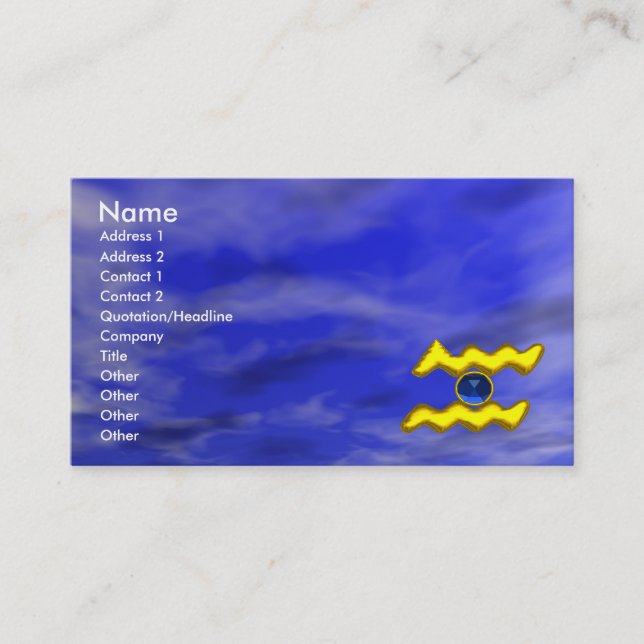 AQUARIUS GOLD JEWEL,blue sapphire, yellow Business Card (Front)