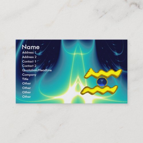 AQUARIUS GOLD JEWEL bright sapphire blue yellow Business Card