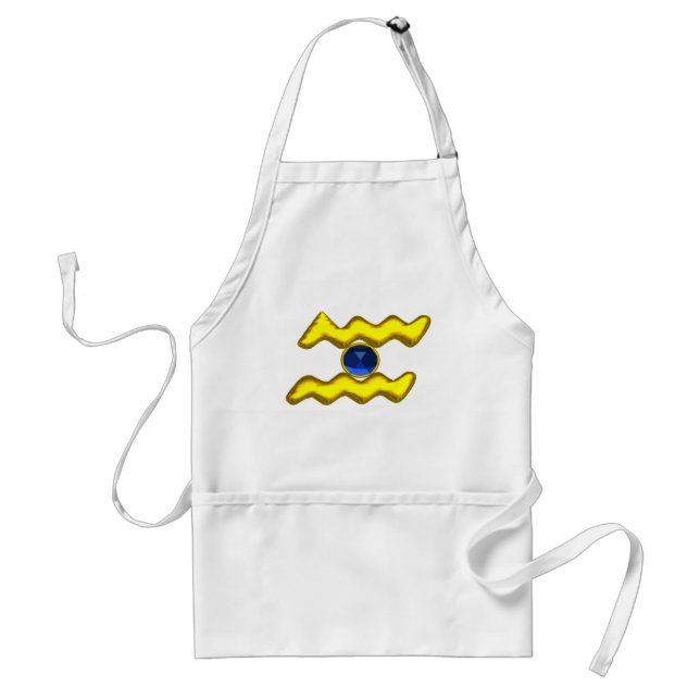 AQUARIUS /GOLD ZODIAC BIRTHDAY JEWEL ADULT APRON (Front)