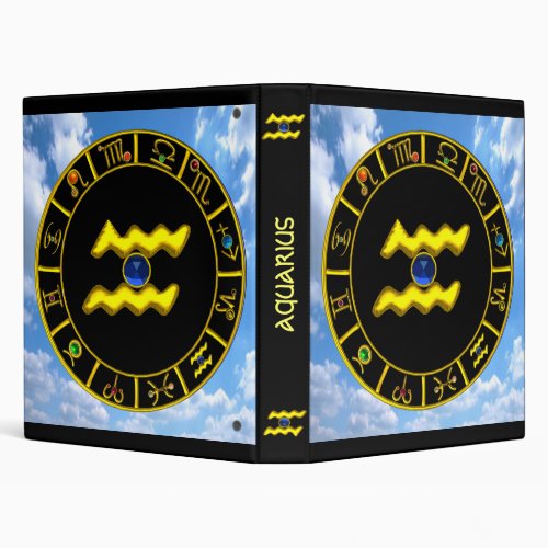 AQUARIUS GOLD ZODIAC BIRTHDAY JEWEL BINDER