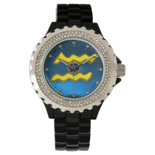 AQUARIUS GOLD ZODIAC BIRTHDAY JEWELBlue Sapphire Watch