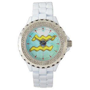 AQUARIUS GOLD ZODIAC BIRTHDAY JEWEL,Blue Sapphire Watch