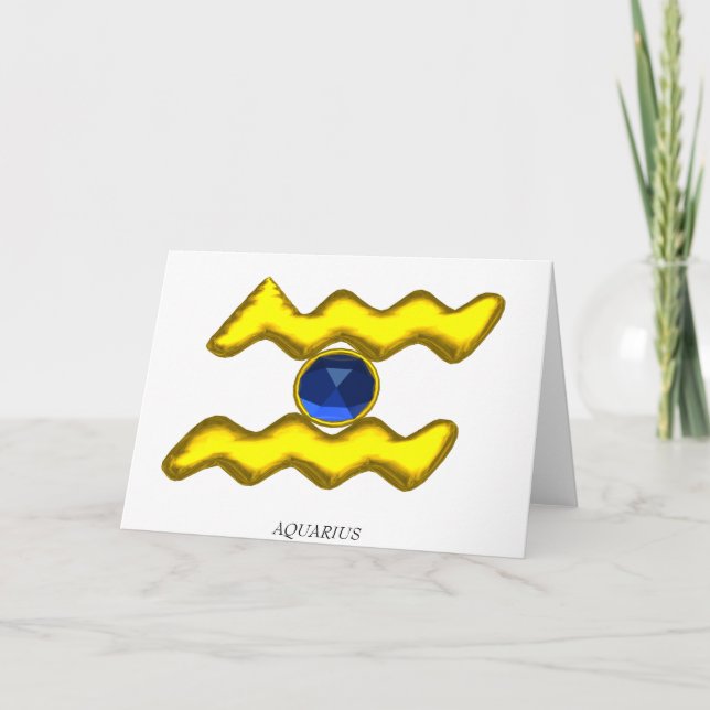 AQUARIUS /GOLD ZODIAC BIRTHDAY JEWEL CARD (Front)
