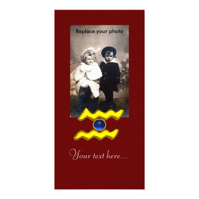 AQUARIUS /GOLD ZODIAC BIRTHDAY JEWEL CARD (Front)