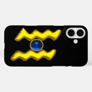 AQUARIUS /GOLD ZODIAC BIRTHDAY JEWEL iPhone 16 PLUS CASE