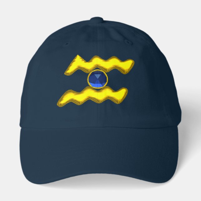 AQUARIUS /GOLD ZODIAC BIRTHDAY JEWEL HAT (Front)