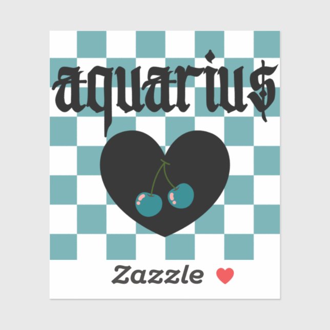 Aquarius Gothic Aesthetic Checkered Cherry Art Sticker (Sheet)
