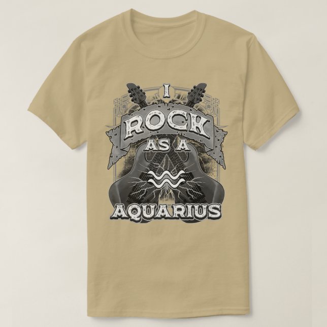 Aquarius Guitar I Rock As A Aquarius Zodiac Sign M T-Shirt (Design Front)