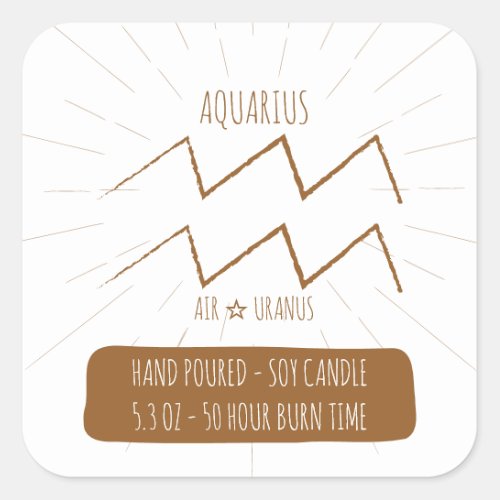 Aquarius Hand Poured Horoscope Soy Candle Label