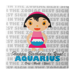 Aquarius Happy Birthday Tile