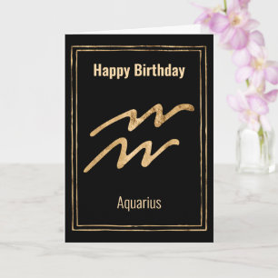 Aquarius Happy Birthday zodiac astrology greeting Card