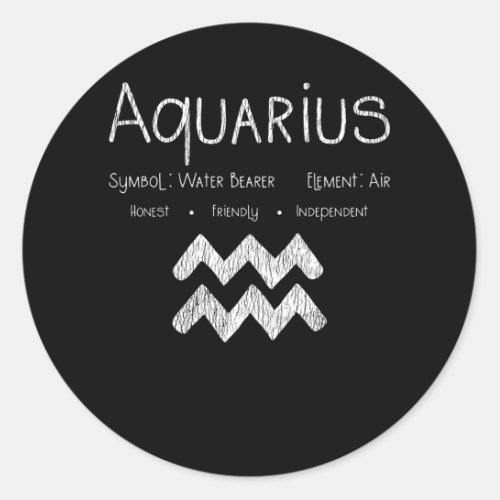 Aquarius Horoscope Astrology Star Sign Birthday Classic Round Sticker