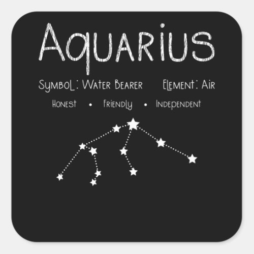 Aquarius Horoscope Astrology Star Sign Birthday Square Sticker