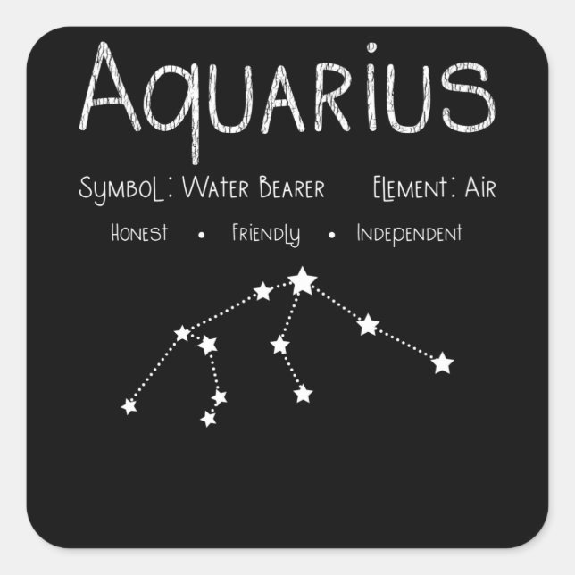 Aquarius Horoscope Astrology Star Sign Birthday Square Sticker (Front)