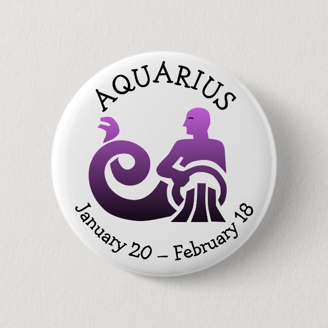 Aquarius Horoscope Astrology Zodiac Sign Button (Front)