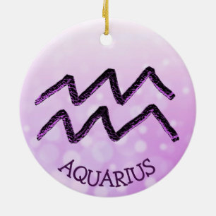 Aquarius Horoscope Astrology Zodiac Sign Ceramic Ornament