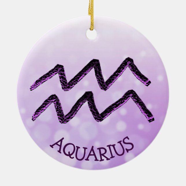 Aquarius Horoscope Astrology Zodiac Sign Ceramic Ornament (Back)