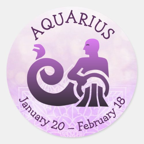 Aquarius Horoscope Astrology Zodiac Sign Classic Round Sticker