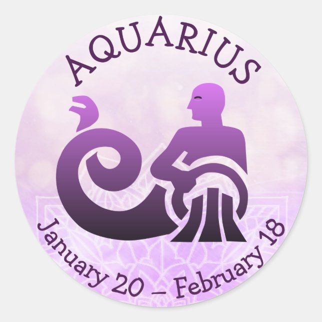 Aquarius Horoscope Astrology Zodiac Sign Classic Round Sticker (Front)