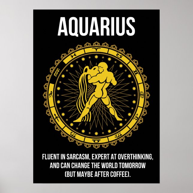 Aquarius - Horoscope, Funny Zodiac Sign Humor (Front)