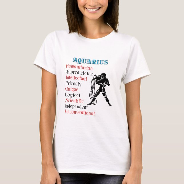 Aquarius Horoscope Zodiac Sign T-Shirt (Front)