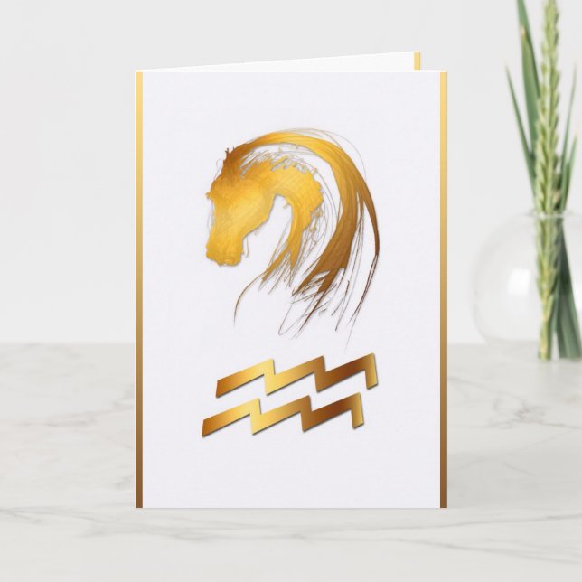 Aquarius Horse Chinese Western Astrology Birthday Card (Front)