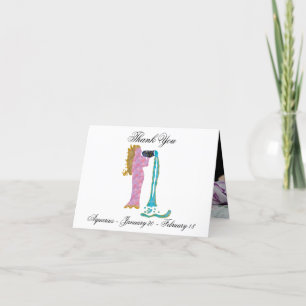 Aquarius Impressionist Painting Style & Gold Letterpress Thank You Card