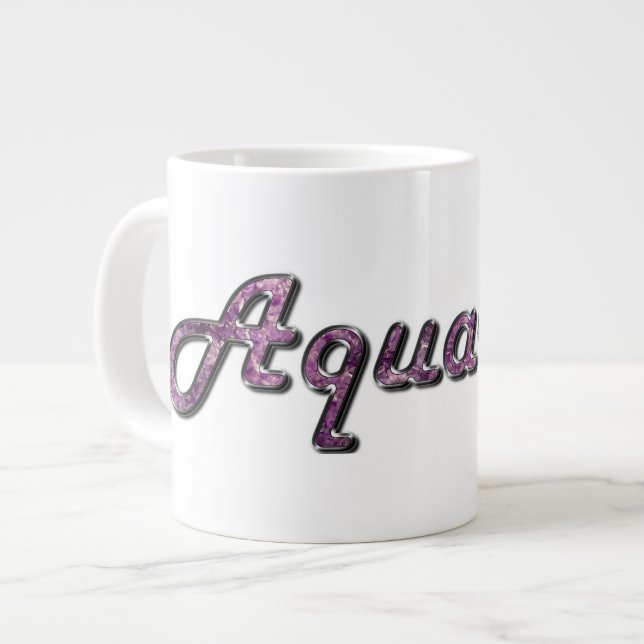 Aquarius in Amethyst Gemstone Giant Coffee Mug (Front Left)