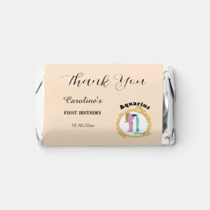 Aquarius in Gold Glitter Circle Thank You Hershey's Miniatures