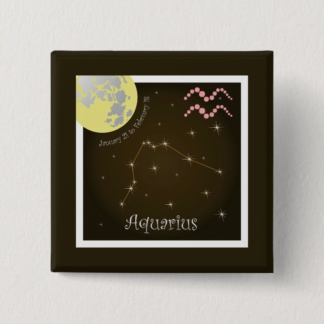 Aquarius January 21 to February 18 Button (Front)