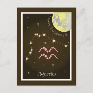 Aquarius January 21 to February 18 postcard