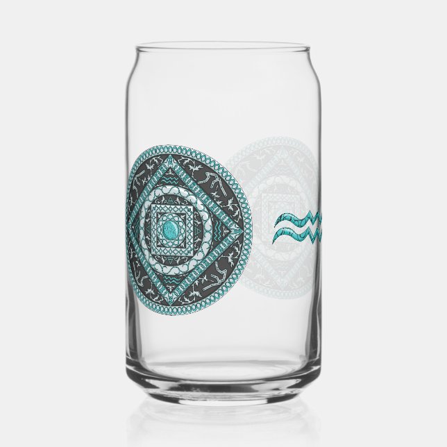 Aquarius Mandala Can Glass (Front)