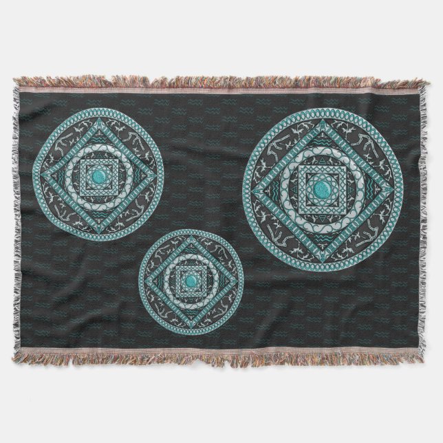 Aquarius Mandala Throw Blanket (Front)