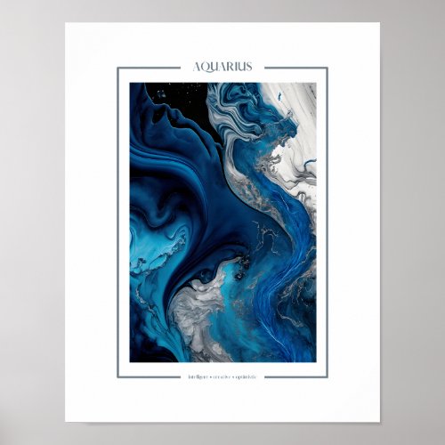 Aquarius Marble Watercolor Zodiac Poster