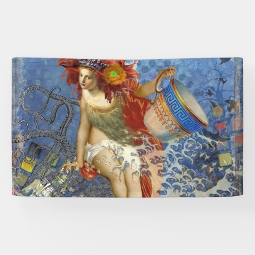 Aquarius Mermaid Gothic Blue Art Banner