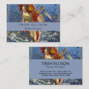 Aquarius Mermaid Gothic Blue Art Business Card
