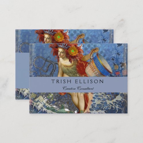 Aquarius Mermaid Gothic Blue Art Business Card