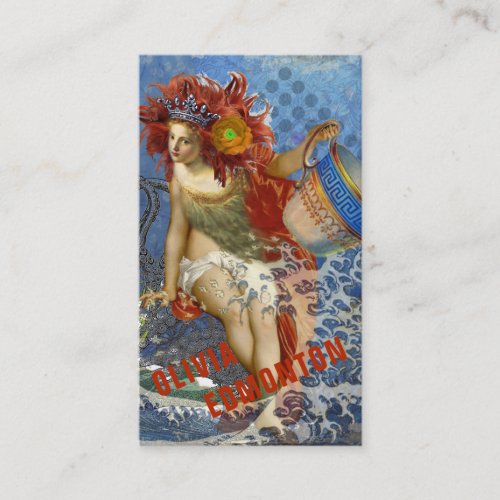 Aquarius Mermaid Gothic Blue Art Business Card