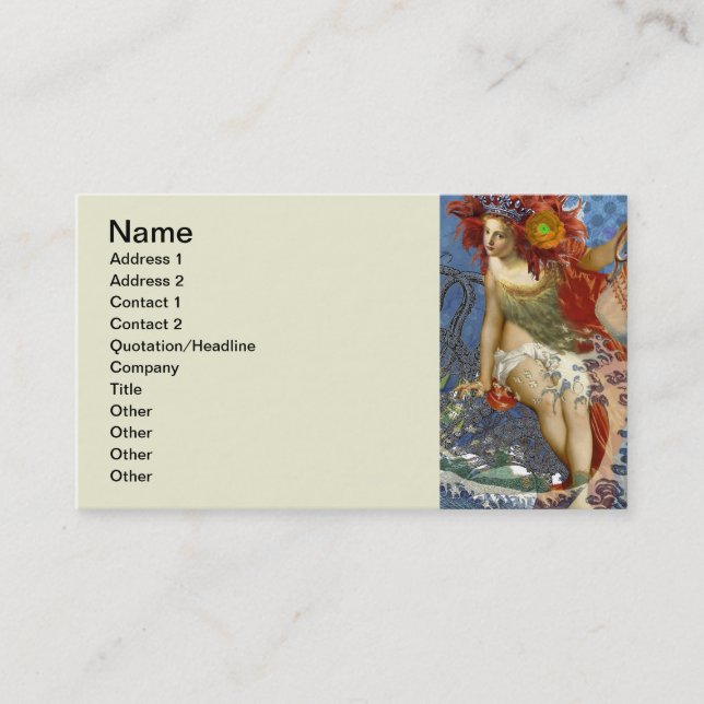 Aquarius Mermaid Gothic Blue Art Business Card (Front)