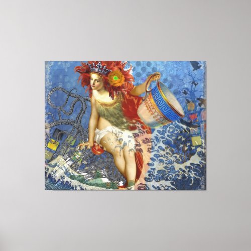 Aquarius Mermaid Gothic Blue Art Canvas Print