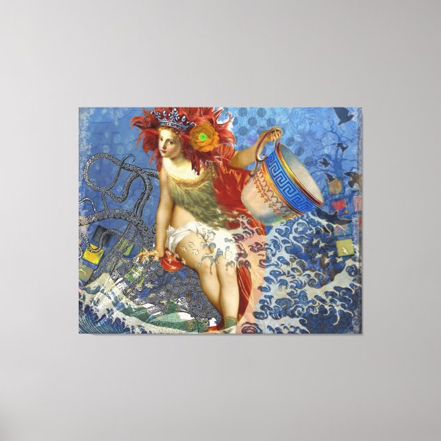 Aquarius Mermaid Gothic Blue Art Canvas Print (Front)