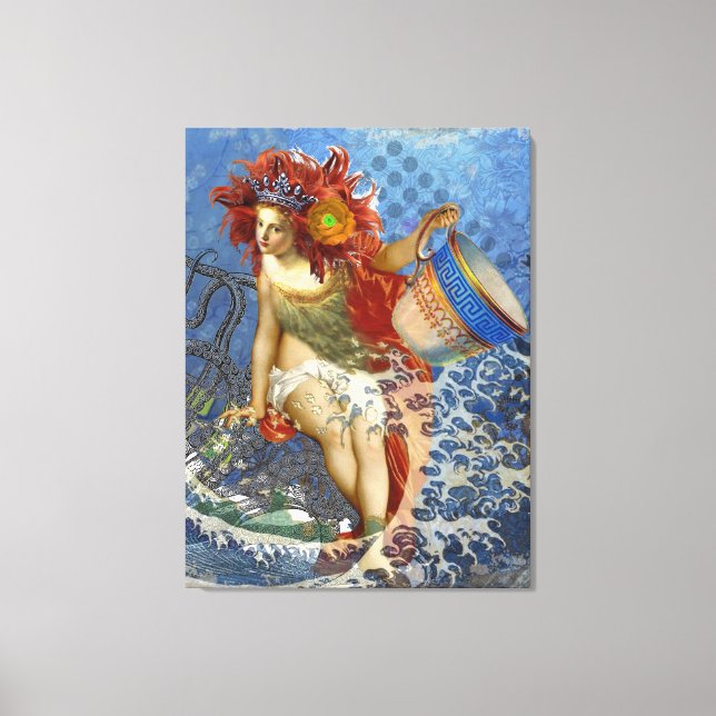 Aquarius Mermaid Gothic Blue Art Canvas Print (Front)