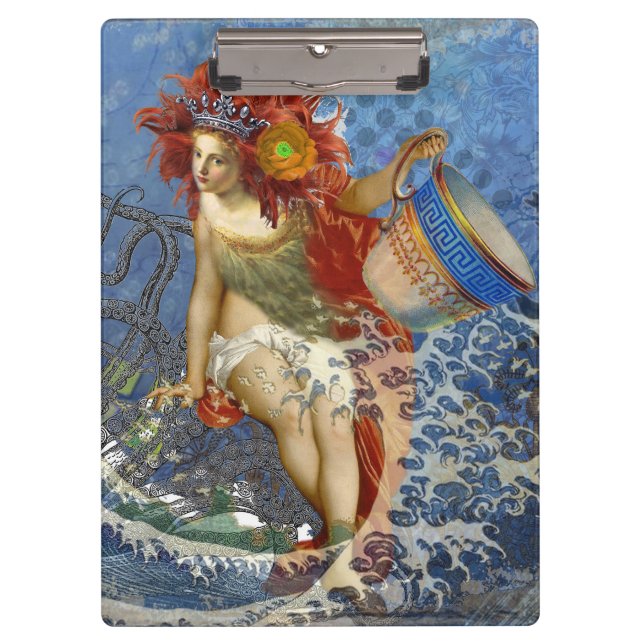 Aquarius Mermaid Gothic Blue Art Clipboard (Front)