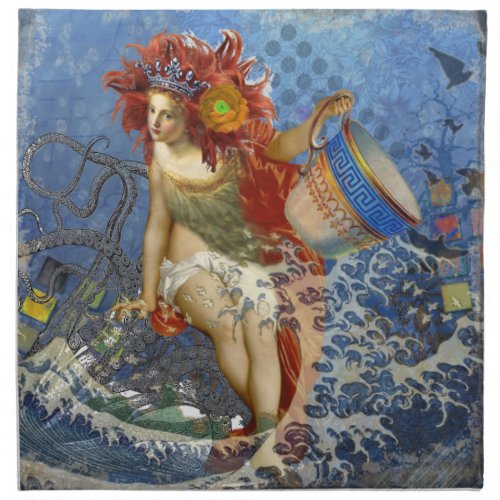 Aquarius Mermaid Gothic Blue Art Cloth Napkin