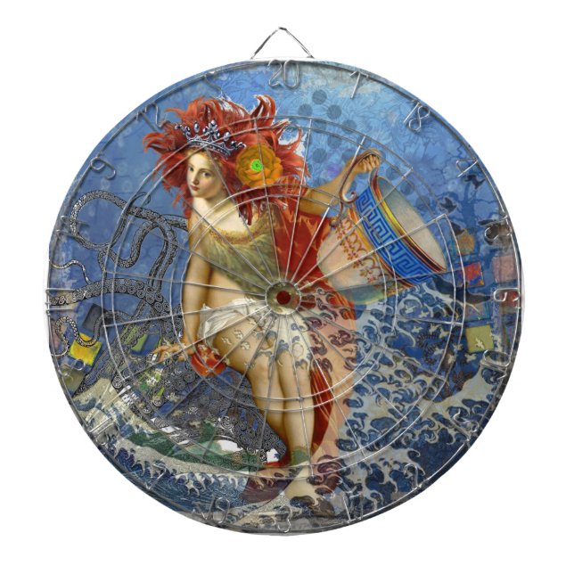 Aquarius Mermaid Gothic Blue Art Dart Board (Front)