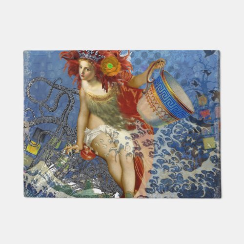 Aquarius Mermaid Gothic Blue Art Doormat