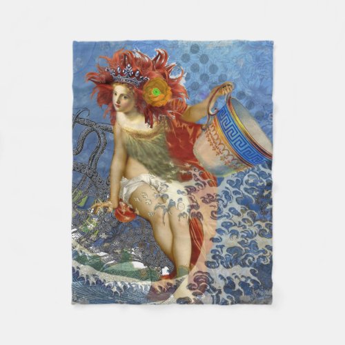 Aquarius Mermaid Gothic Blue Art Fleece Blanket
