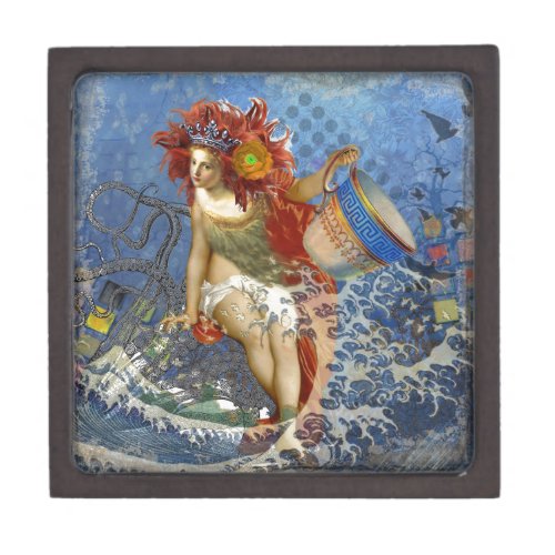 Aquarius Mermaid Gothic Blue Art Jewelry Box