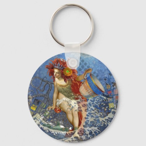 Aquarius Mermaid Gothic Blue Art Keychain